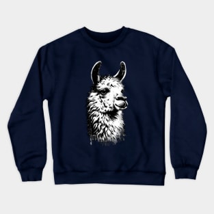 Grunge llama - Retro Alpaca Crewneck Sweatshirt